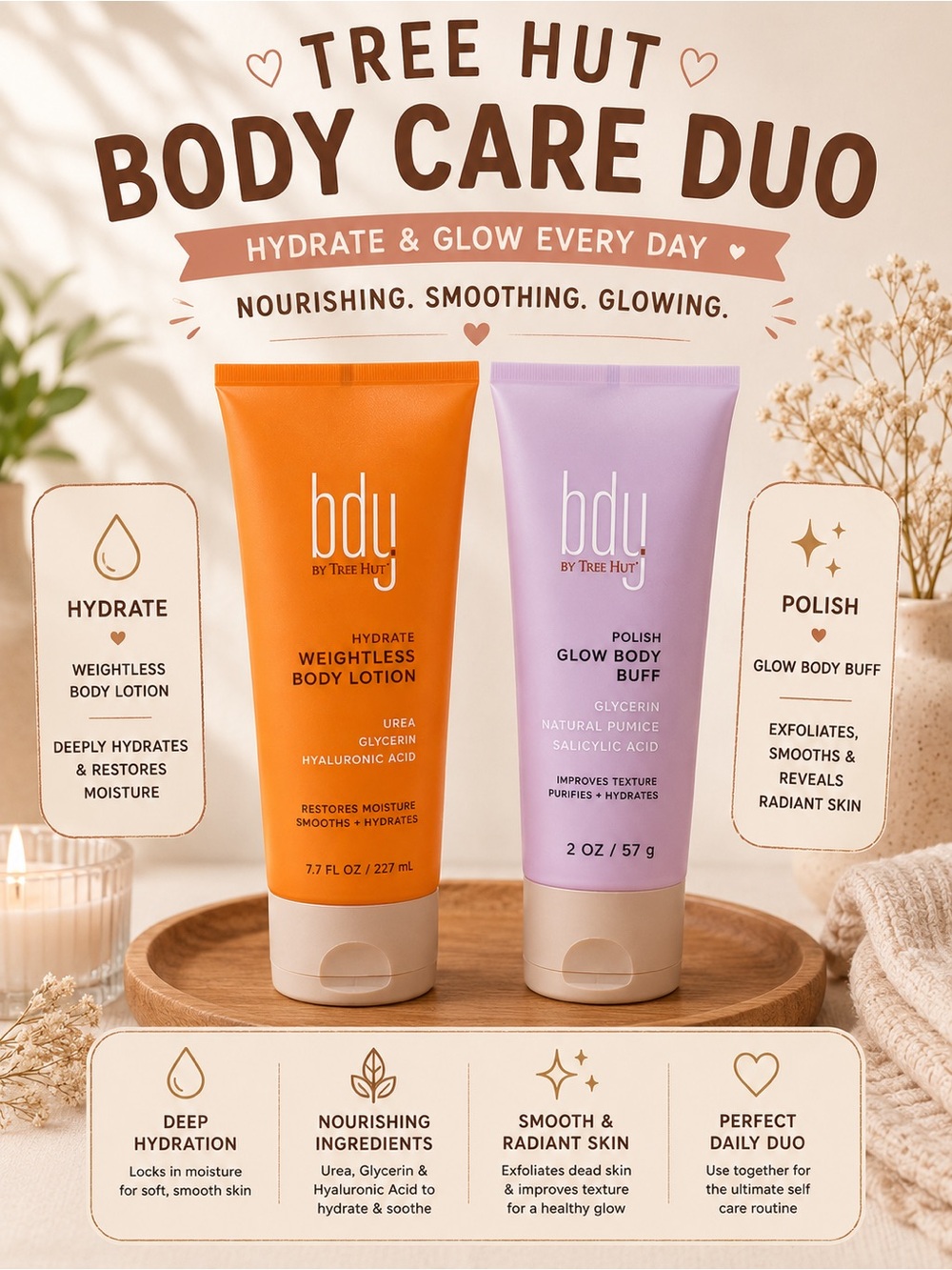 TREE HUT Hydrate & Polish Body Care Duo